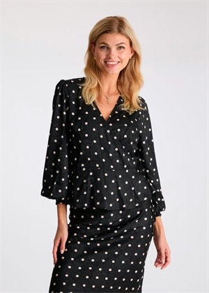 Merry retro dot bluse Sort Neo Noir 